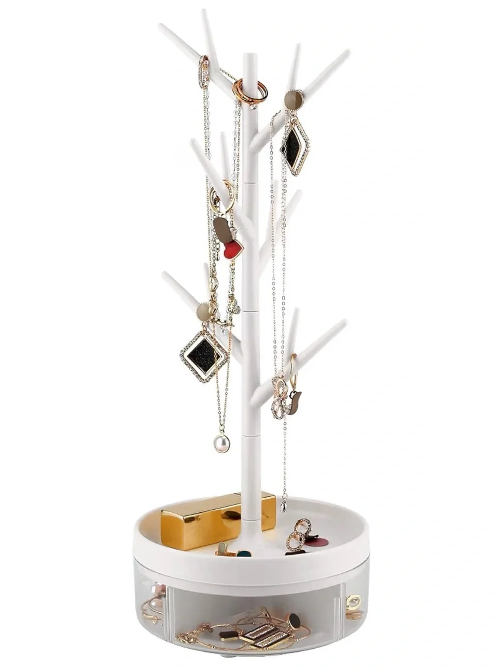 White and Gold Tree Jewelry Stand Organizer